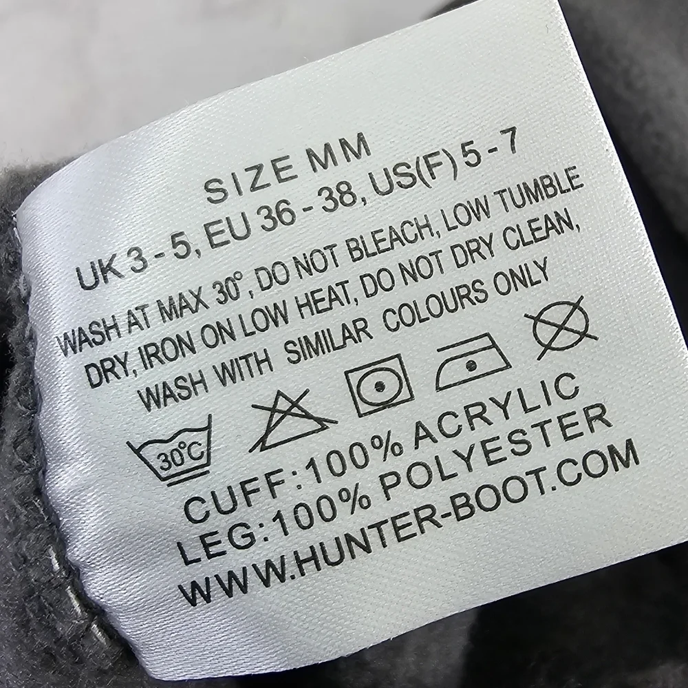 Hunter Socks Liner Boot Gray Fleece Knit Winter Insulated Sweater Cuffed Slipper